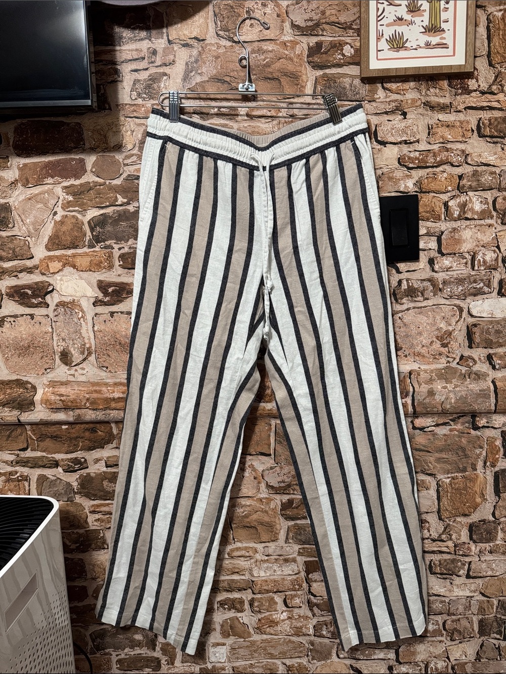 Ann Taylor Women's Straight-Leg Striped Pants - White, Brown & Black